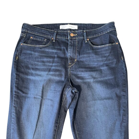 Levis Signature Mid Rise Bootcut Jeans Womens Size 33x34 Blue Dark Wash Stretch - Picture 2 of 12